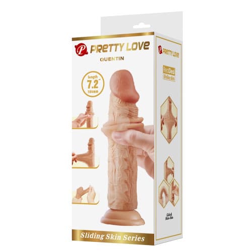 Pretty Love Quentin – realistični dildo s vakuum bazom (18,4 x 4,2 cm)